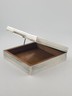 Antique Italian 800 Silver Wood Lined Cigarette Box Mid Century Modern Square