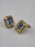 Vintage Christian Dior Blue Crystal Rhinestone Gold Tone Clip On EARRINGS Signed
