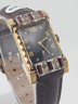 Vintage 1940's Lucerne 17J Art Deco Rectangular Rhinestone Ruby Swiss Watch