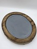 Antique Hand Carved Gilt Wood Oval Mirror Roses Floral Rococo 17” Wall Decor