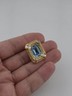 Vintage Christian Dior Blue Crystal Rhinestone Gold Tone Clip On EARRINGS Signed