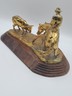 15 In Jim Reno Cutting Horse &Steer Rodeo Brass Trophy Sculpture Gold Color NCHA