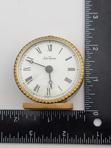 Vintage Seth Thomas Travel Alarm Clock With Original Clam Shell Case Germany