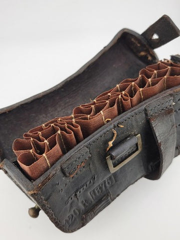 Private: Antique 1876 Indian Wars 120R Leather Cartridge / Ammo Pouch Arsenal