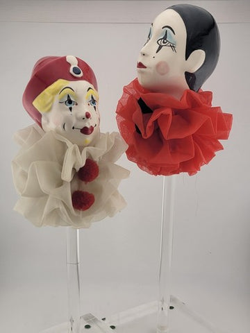 Vintage Collectible Set Of 2 Pierrot Arlequin & Clown Porcelain Display Figures