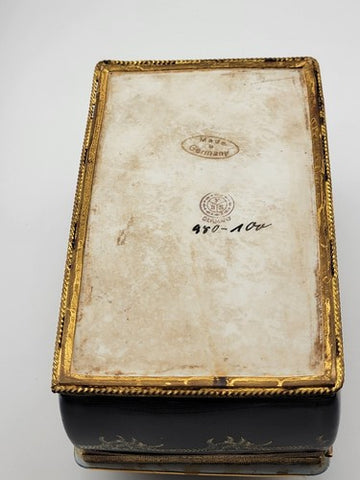 19 Century Germany Ornate Cobalt Blue Hand Painted 22K Gold Trinket/ Jewelry Box