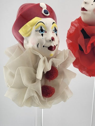 Vintage Collectible Set Of 2 Pierrot Arlequin & Clown Porcelain Display Figures