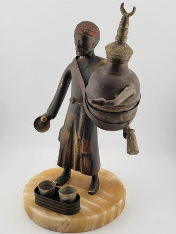 Rare Antique Middle Eastern handmade Bronze Pewter figurine Market Tea seller