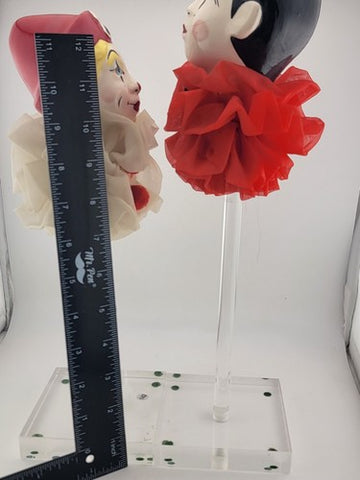 Vintage Collectible Set Of 2 Pierrot Arlequin & Clown Porcelain Display Figures