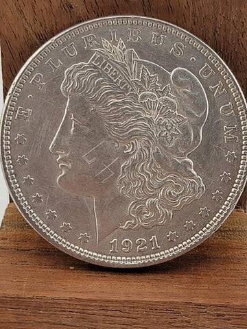 1921-D MORGAN SILVER DOLLAR WITH DIE CRACK REV (90% SILVER)