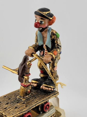 1983 Ron Lee CLOWN ON RAILROAD TRAIN CART WITH BIRD very rare clowns onyx base