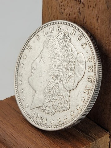 1921-D MORGAN SILVER DOLLAR WITH DIE CRACK REV (90% SILVER)