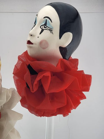 Vintage Collectible Set Of 2 Pierrot Arlequin & Clown Porcelain Display Figures