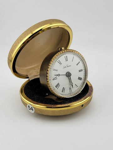 Vintage Seth Thomas Travel Alarm Clock With Original Clam Shell Case Germany