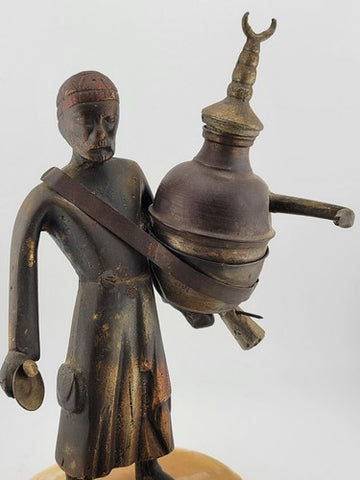 Rare Antique Middle Eastern handmade Bronze Pewter figurine Market Tea seller