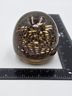 Signed Nichols Studio Art Glass Paperweight Purple Gold Vortex Swirl 4" WCU