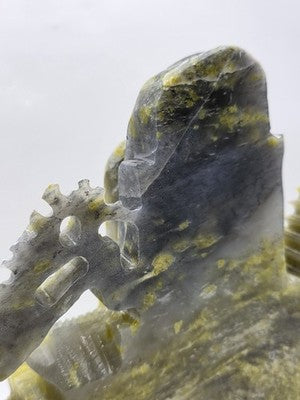 Huge 20.5" China Natural Yellow Green Xiu Jade Carved Mountain House Tree Statue