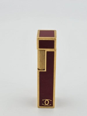 Rare Vintage Cube Cartier Lighter - 18k Yellow GP Red Laquer Cigarette Lighter