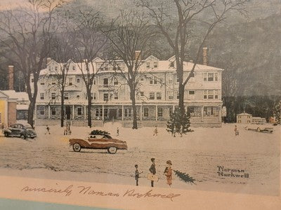Rare Hand Signed Norman Rockwell "Stockbridge, Main Street At Christmas" 1967.