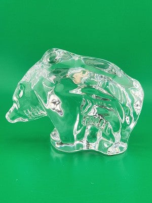 Vintage Orrefors Crystal Grizzly Bear Sculpture Paperweight Signed Swedish Mint