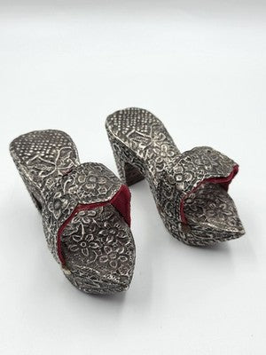 RARE ANTIQUE STERLING SILVER TURKISH CHILD'S NALIN BATH SHOES OTTOMAN EMPIRE