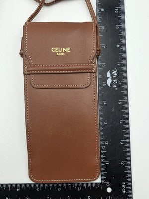 Celine Paris Tan Leather sunglasses Pouch Crossbody Bag with Box Brown Gold Logo
