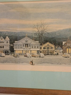 Rare Hand Signed Norman Rockwell "Stockbridge, Main Street At Christmas" 1967.