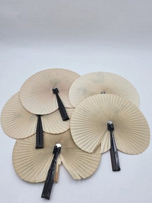 Lot Of 5 Vintage 1970s folding hand fan, Chinese fan with cherry blossom & Birds