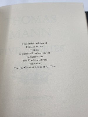 Thomas Mann Five Stories 1977 Franklin Library Leather Bound Collector Book. New