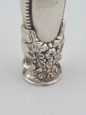 Rare Antique 19th C Victorian Ornate Repousse Sterling Silver Scent Snuff Bottle