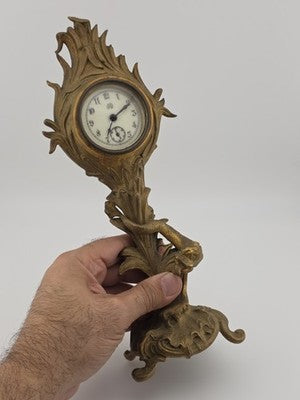 Antique 19th C Jennings Brothers Art Nouveau “Holly” Clock 1891. Spring Broken