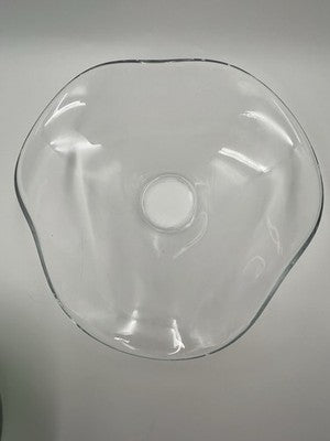 Rare Large Hand Blown Art Glass Orb Sphere w/ Freeform Murano Style Bowl Stand
