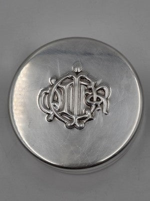 1980s Christian Dior Vintage Silver Plated Monogram Vanity, Trinket Jewelry Box