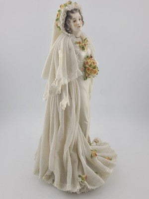 Antique Victorian 1920's Dresden German Porcelain Bride Figurine. Loss To Lace.