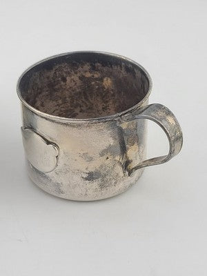 Pair Of Antique 19th C Victorian Sterling Silver Baby Cups 95g Christening Mugs