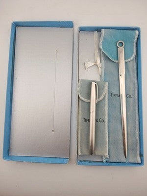 1968 Tiffany & Co Sterling Silver Pen & Letter Opener Promo Set w Box Provenance