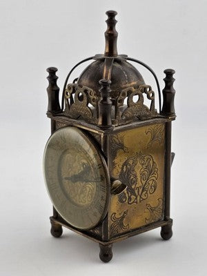 Vintage Smiths Miniature Brass Lantern Clock Wind-Up Made in Great Britain. Read