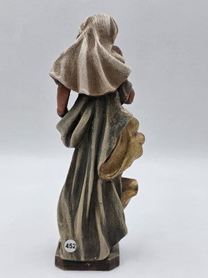 Rare Vintage 1950’s Madonna Statue W Baby Jesus In Wood From Val Gardena 10”