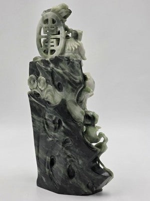 Chinese Hand Carved Natural Jadeite Jade Shou Xing Longevity Immortal Statue 12"