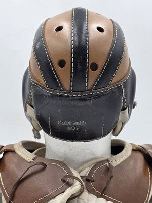 Rare Antique 1940's Goldsmith 60F Football Helmet &University 12C Shoulder Pads.