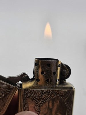 Vintage 1994 Collectible Barrett Smythe Design "LION" Brass Zippo Lighter. Works