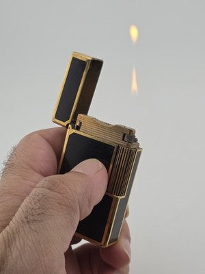 Vtg Authentic St Dupont Laque De Chine France Gold Plated Ligne 1 Lighter. Works