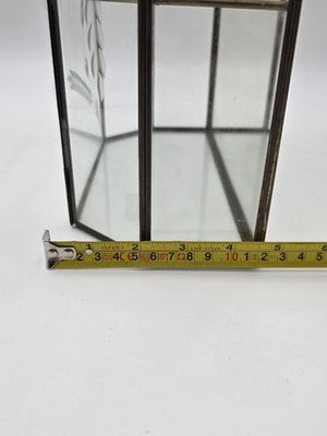 Vintage Etched Glass Brass Display Case Curio Cabinet Mirrored Hanging Standing