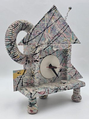 Rare Vintage Richard Birkett Memphis Style Fantasy Splatter Paint Clock. Signed.