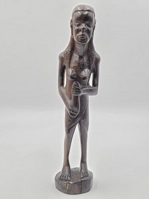 Set Of 3 Vintage Hand Carved Kenyan African Wood Tribal Figures Maasai Sculpture