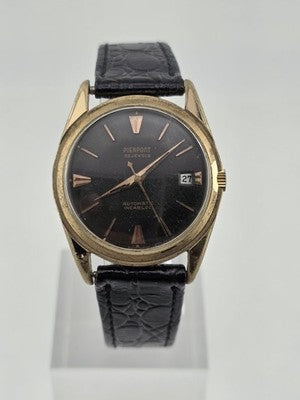 Rare 1960's Pierpont 25 J Automatic Incabloc Swiss Black Dial Men Watch. Works.