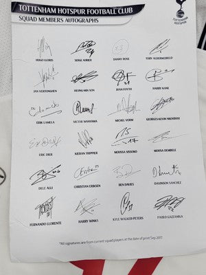2017-2018 Tottenham Hotspur Spurs Full Team Signed Jersey Official COA hologram.
