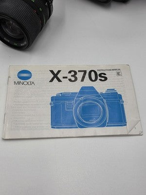Vintage Minolta X-370s 35mm SLR Kit 2 Lenses Flash Clean Working w/ Case
