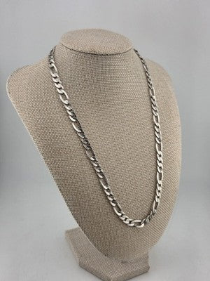 Vintage MO MEX 925 Sterling Silver Figaro Link Chain Necklace 24.5g Italy