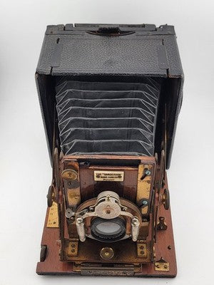 Antique F.H. Sanderson Wooden Hand Camera. Bausch & Lomb Black Bellows. Untested